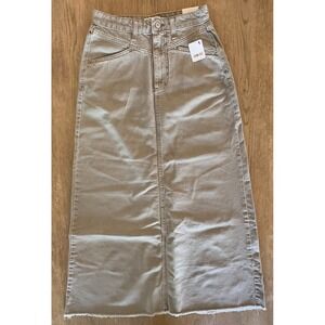 NEW We The Free-Free People‎ Come As You Are Denim Maxi Skirt-Army Color-Size 2